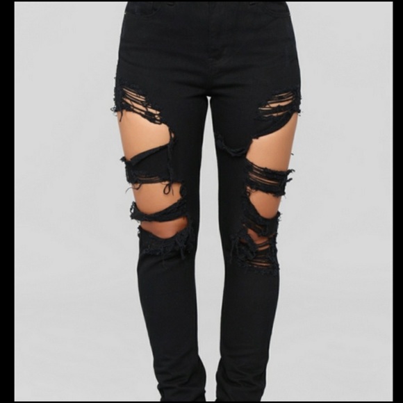 Black distressed jeans - Picture 2 of 2